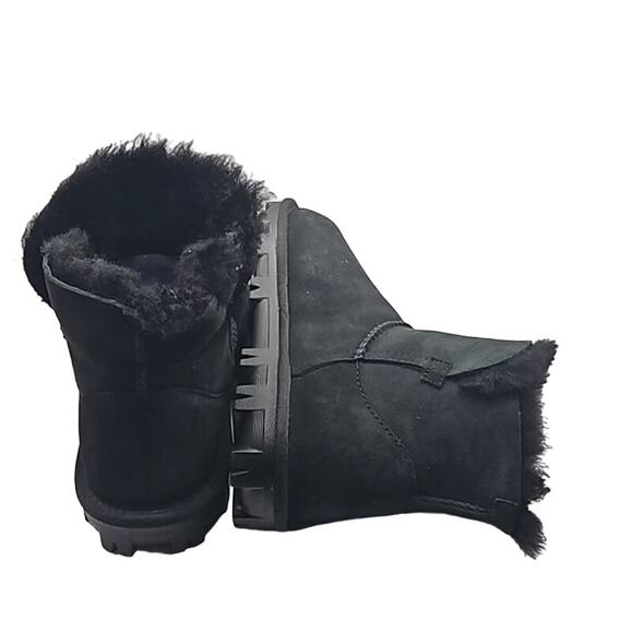 NWOT Kirkland Signature Women’s Black Suede Shearling Lined Winter Boots Size 6W - Picture 5 of 6